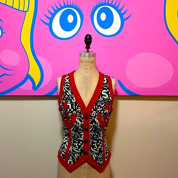 Moschino Cheap & Chic Red black Dollar Sign Vest - Picture 1 of 15